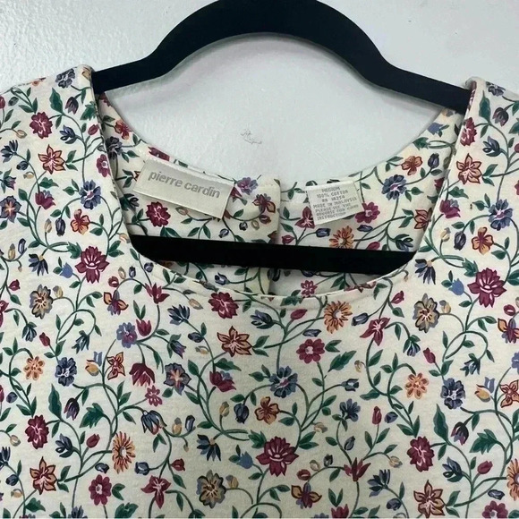 Pierre Cardin Vintage 90’s Y2K Floral Pleated Pockets Square Neck Dress Sz M - Picture 3 of 14